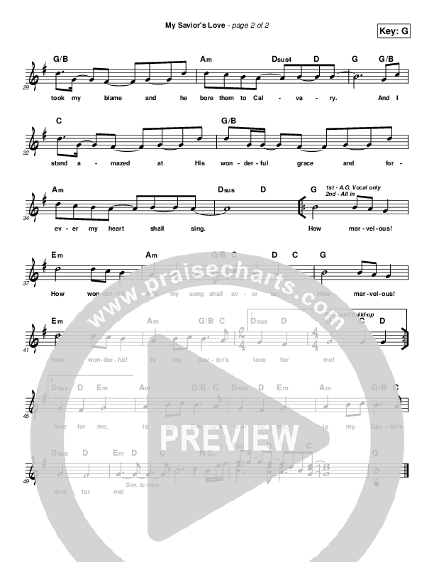 My Savior's Love (He Took My Shame) Lead Sheet (Toby Baxley)