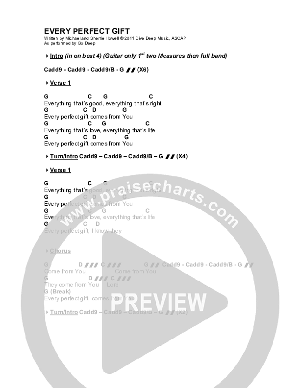 Every Perfect Gift Chord Chart (Go Deep)