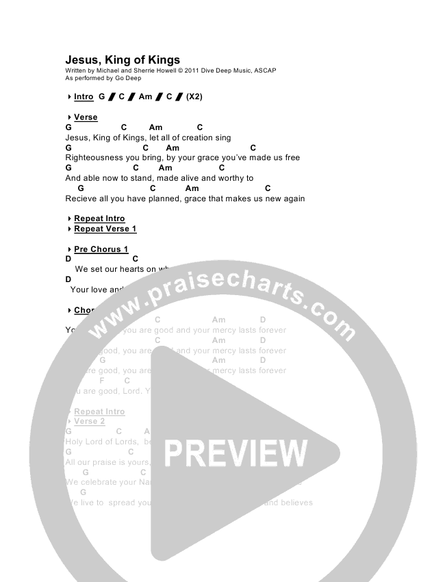 Jesus King Of Kings Chords PDF (Go Deep) PraiseCharts