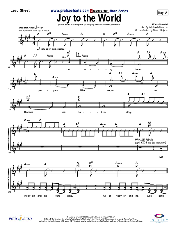 Joy To The World Lead Sheet (SAT) ()