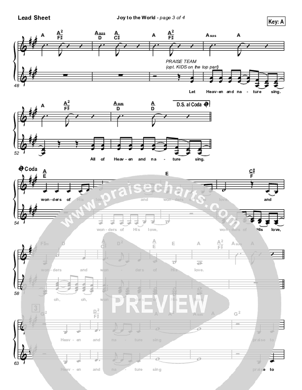 Joy To The World Lead Sheet (SAT) ()