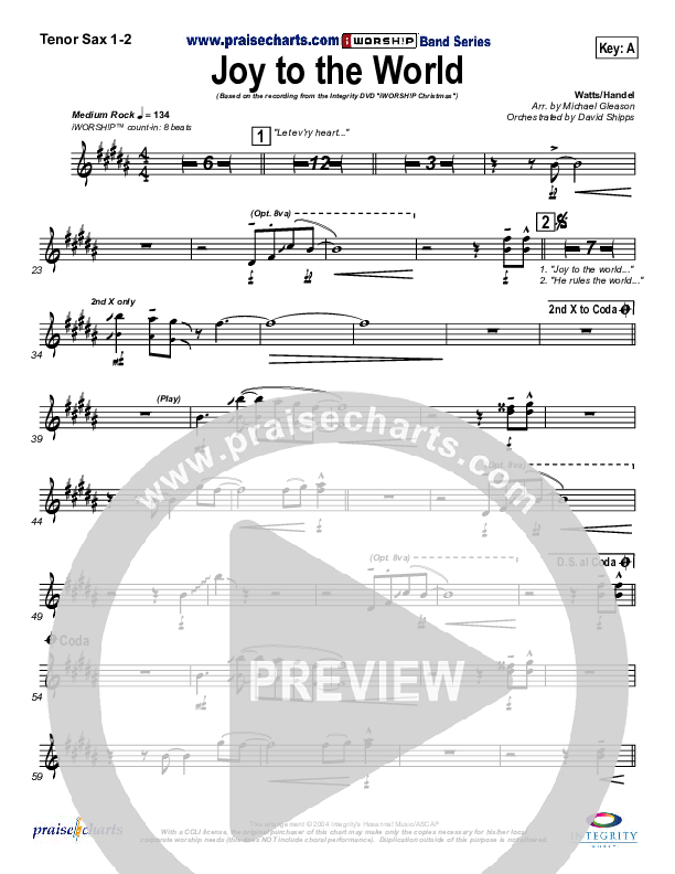 Joy To The World Tenor Sax 1/2 ()