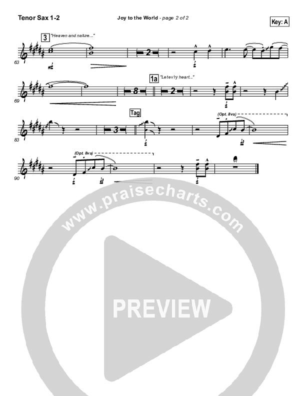 Joy To The World Tenor Sax 1/2 ()