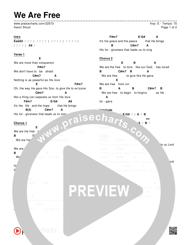 We Are Free Chords & Lyrics (Aaron Shust)