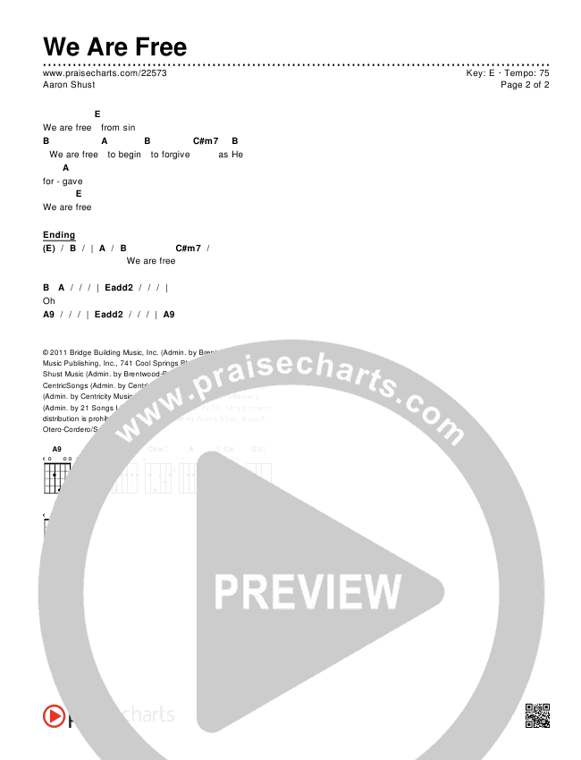 We Are Free Chords & Lyrics (Aaron Shust)