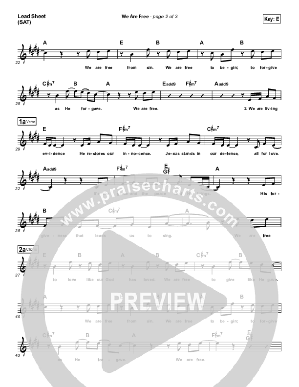 We Are Free Lead Sheet (Aaron Shust)
