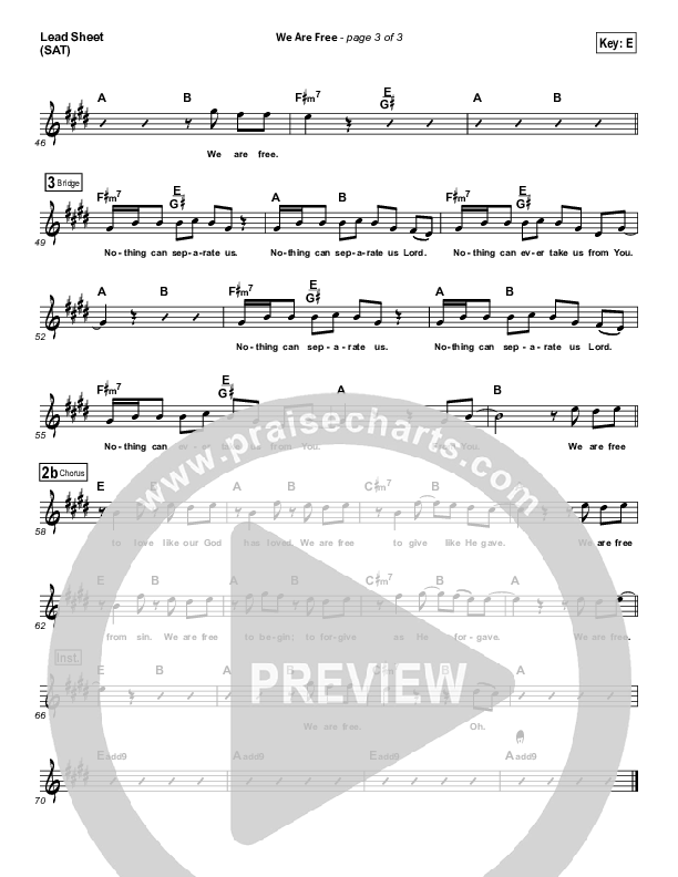 We Are Free Lead Sheet (Aaron Shust)