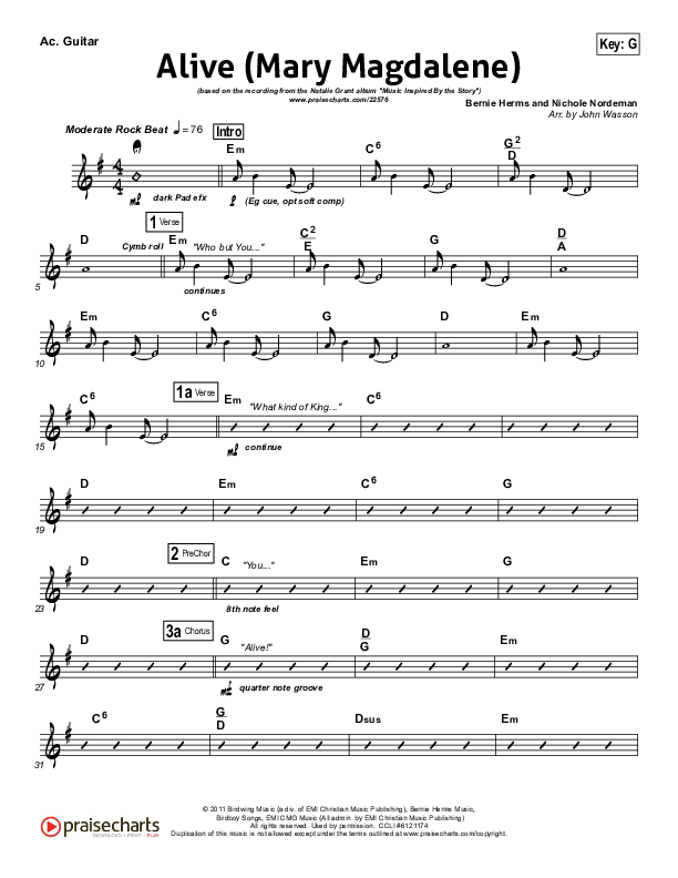 Alive (Mary Magdalene) Acoustic Guitar (Natalie Grant)