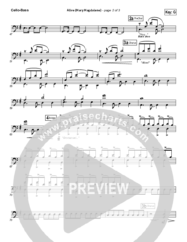 Alive (Mary Magdalene) Cello/Bass (Natalie Grant)