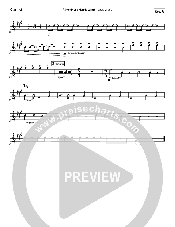 Alive (Mary Magdalene) Clarinet (Natalie Grant)