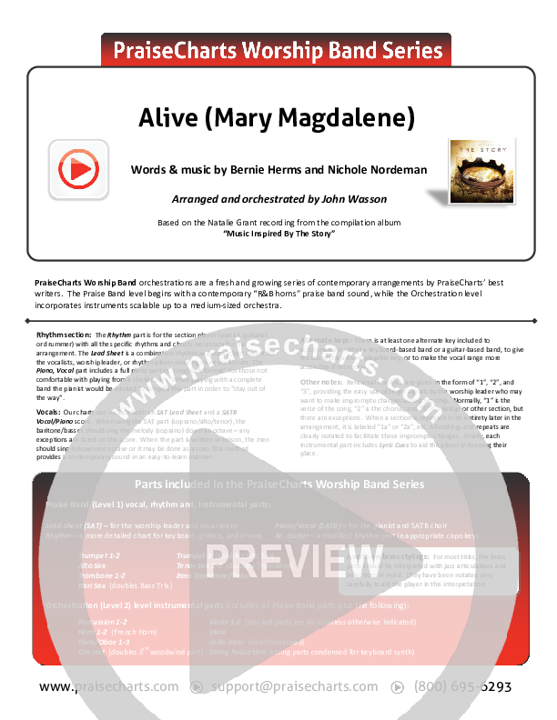 Alive (Mary Magdalene) Cover Sheet (Natalie Grant)
