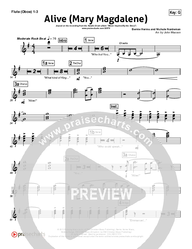 Alive (Mary Magdalene) Flute/Oboe 1/2/3 (Natalie Grant)