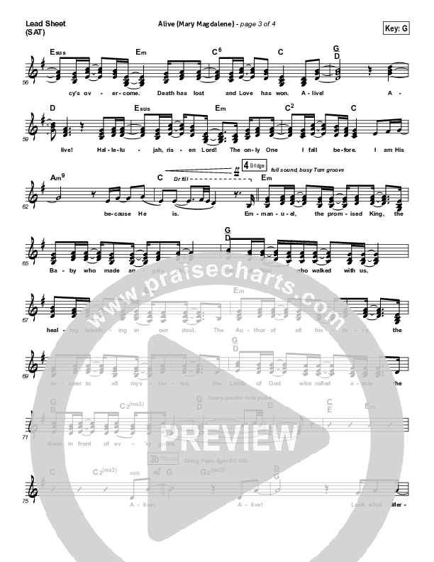 Alive (Mary Magdalene) Lead Sheet (SAT) (Natalie Grant)