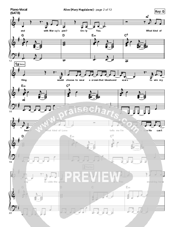 Alive (Mary Magdalene) Piano/Vocal Pack (Natalie Grant)