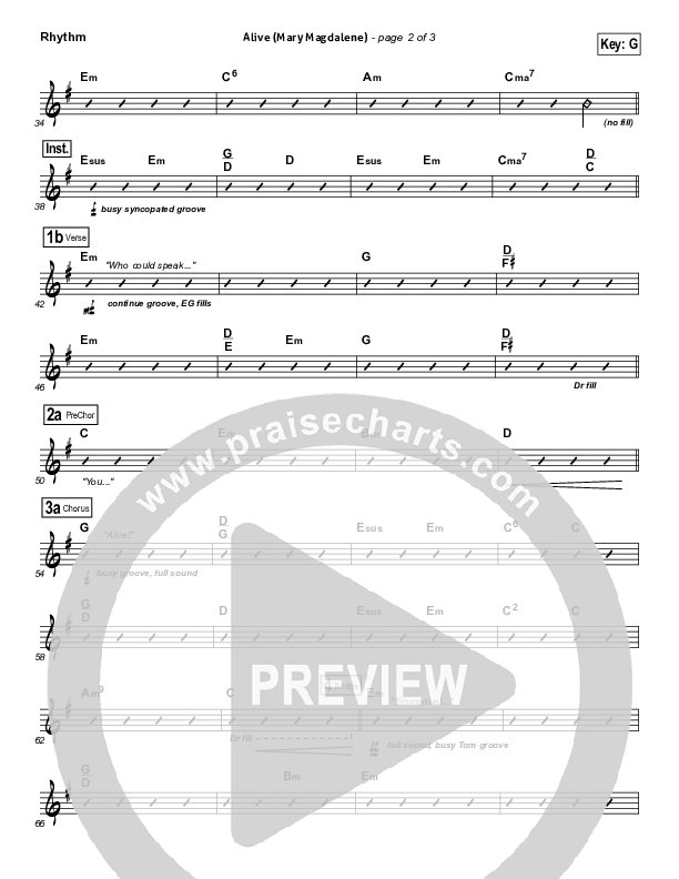 Alive (Mary Magdalene) Rhythm Chart (Natalie Grant)