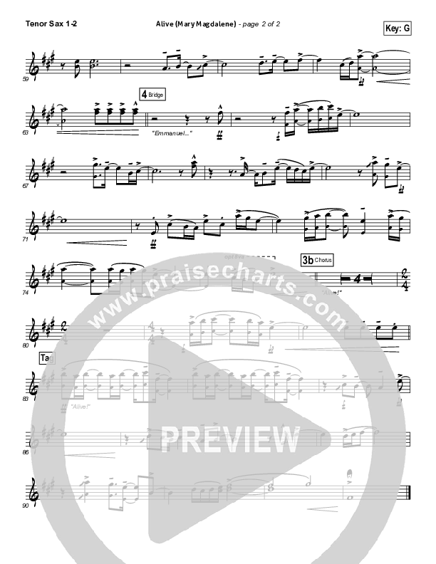 Alive (Mary Magdalene) Tenor Sax 1/2 (Natalie Grant)