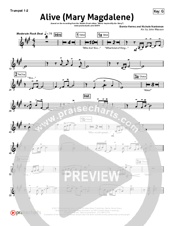 Alive (Mary Magdalene) Trumpet 1,2 (Natalie Grant)