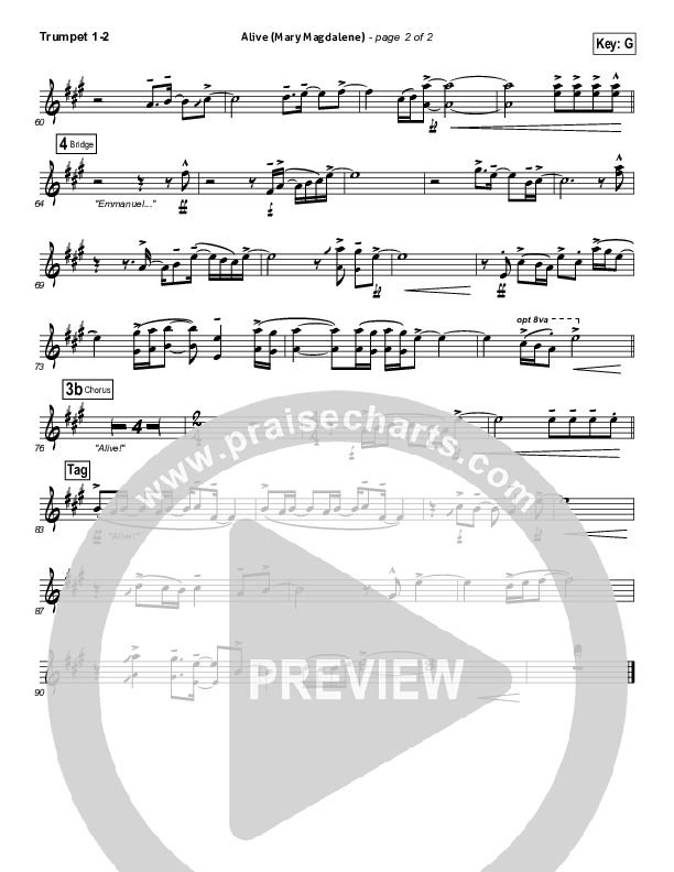 Alive (Mary Magdalene) Trumpet 1,2 (Natalie Grant)