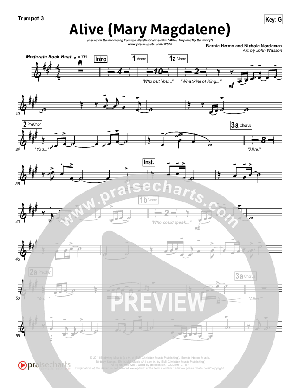 Alive (Mary Magdalene) Trumpet 3 (Natalie Grant)