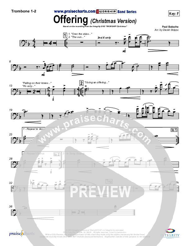 Offering (Christmas) Trombone 1/2 (Paul Baloche)