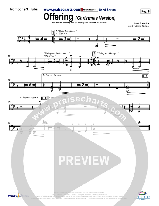 Offering (Christmas) Trombone 3/Tuba (Paul Baloche)