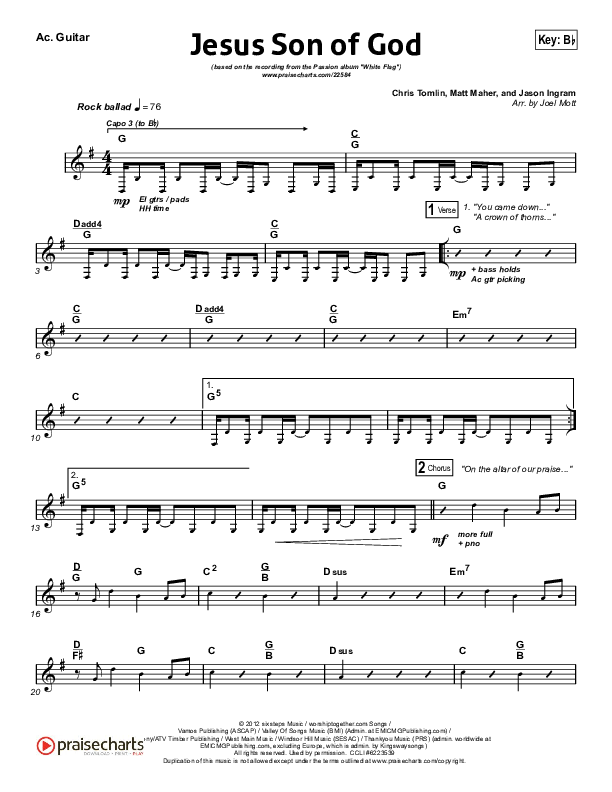Jesus Son Of God Acoustic Guitar (Passion / Chris Tomlin / Christy Nockels)