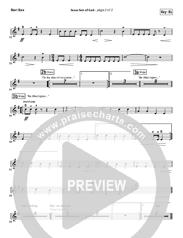 Jesus Son Of God Bari Sax (Passion / Chris Tomlin / Christy Nockels)