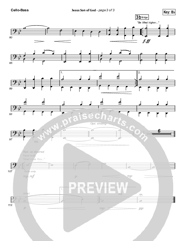 Jesus Son Of God Cello/Bass (Passion / Chris Tomlin / Christy Nockels)