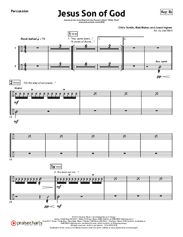 Jesus Son Of God Percussion (Passion / Chris Tomlin / Christy Nockels)