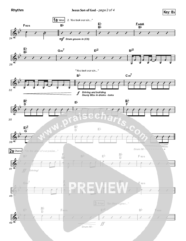 Jesus Son Of God Rhythm Chart (Passion / Chris Tomlin / Christy Nockels)