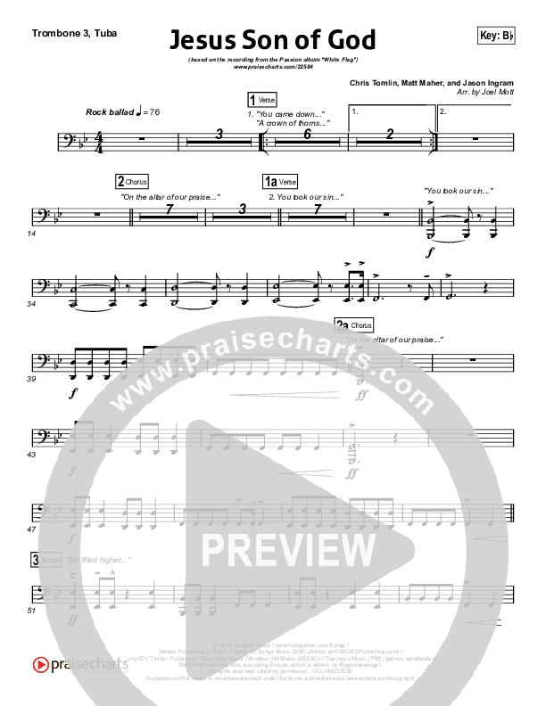 Jesus Son Of God Trombone 3/Tuba (Passion / Chris Tomlin / Christy Nockels)