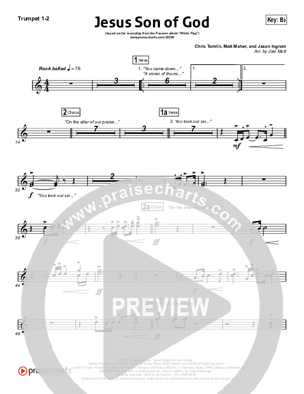 Jesus Son Of God Brass Pack (Passion / Chris Tomlin / Christy Nockels)