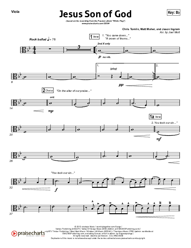 Jesus Son Of God Viola (Passion / Chris Tomlin / Christy Nockels)