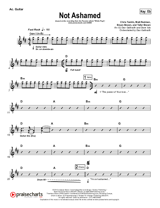 Not Ashamed Acoustic Guitar (Passion / Kristian Stanfill)