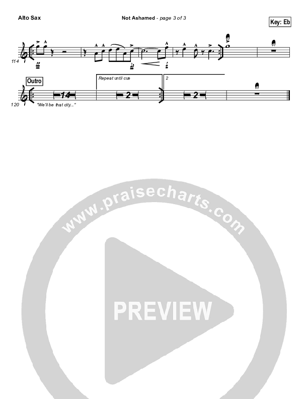 Not Ashamed Alto Sax (Passion / Kristian Stanfill)