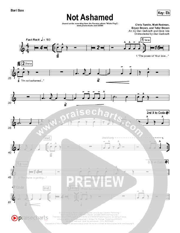 Not Ashamed Bari Sax (Passion / Kristian Stanfill)