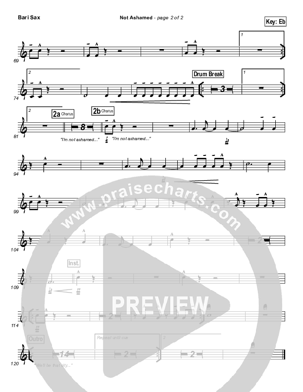 Not Ashamed Bari Sax (Passion / Kristian Stanfill)