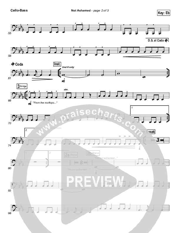 Not Ashamed Cello/Bass (Passion / Kristian Stanfill)