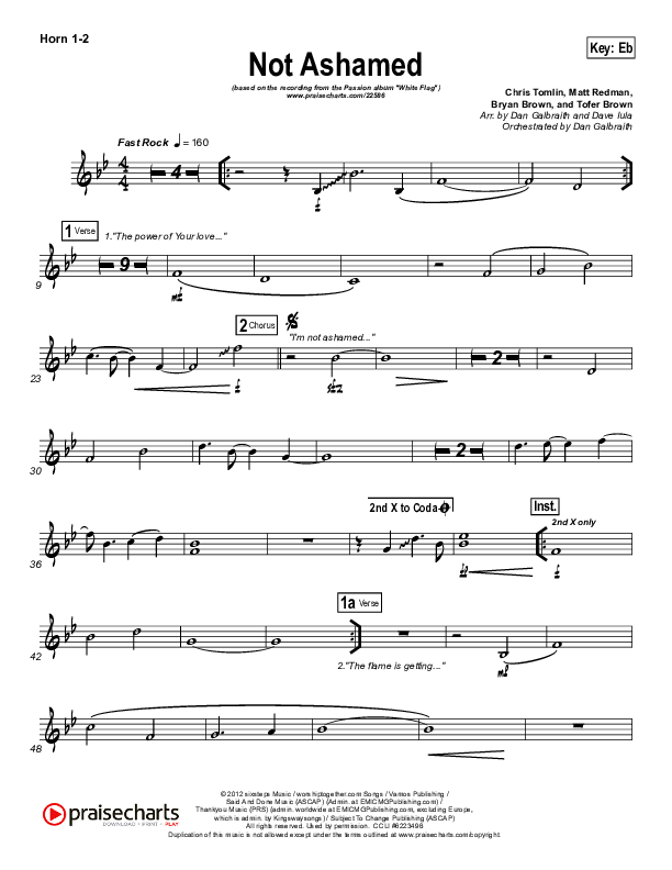 Not Ashamed Brass Pack (Passion / Kristian Stanfill)