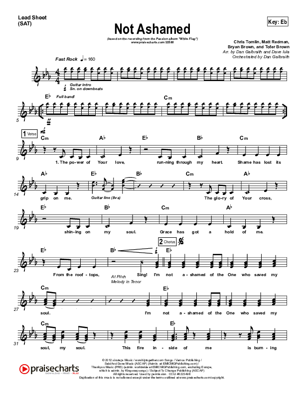 Not Ashamed Lead Sheet (Passion / Kristian Stanfill)
