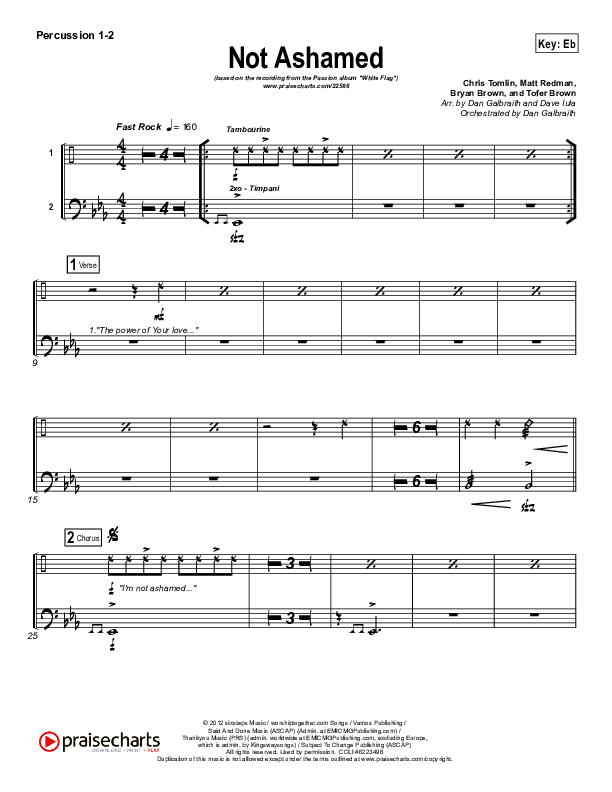Not Ashamed Percussion 1/2 (Passion / Kristian Stanfill)