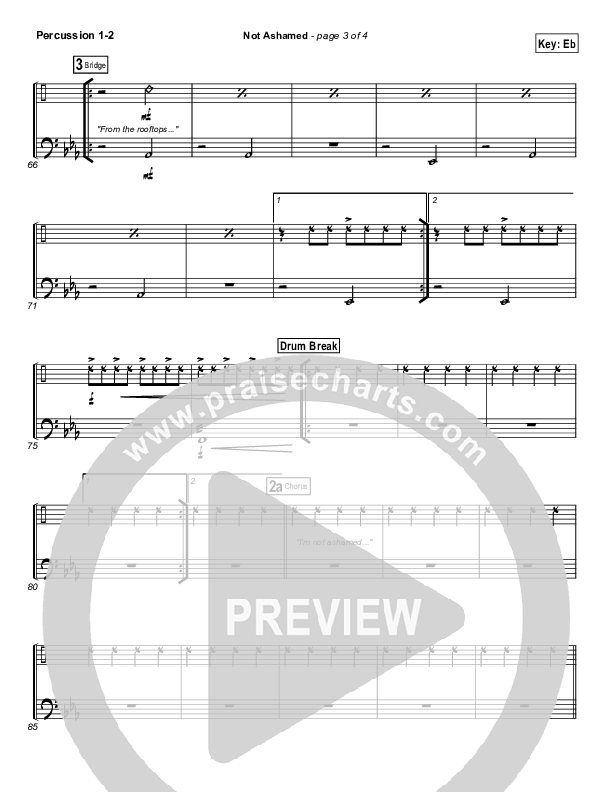 Not Ashamed Percussion 1/2 (Passion / Kristian Stanfill)