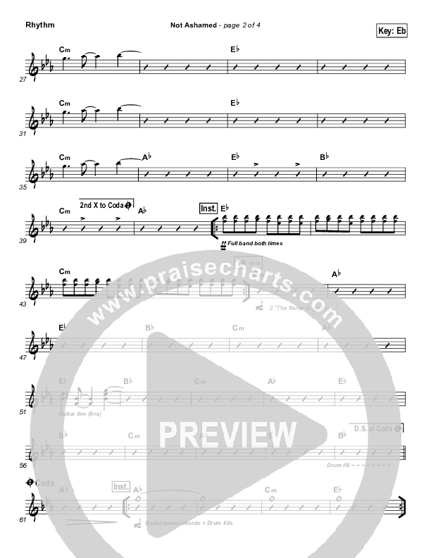 Not Ashamed Rhythm Chart (Passion / Kristian Stanfill)