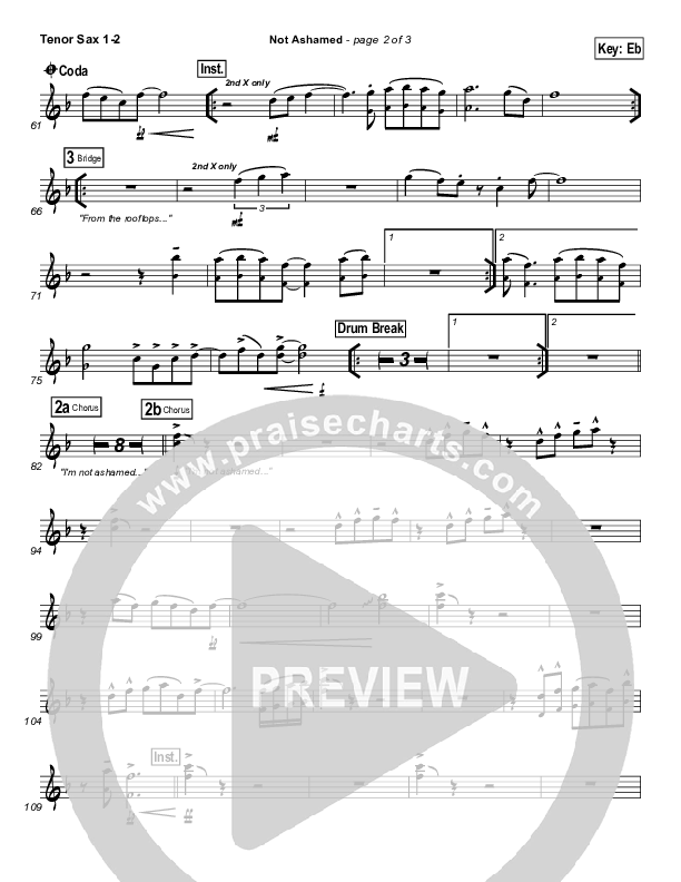 Not Ashamed Tenor Sax 1/2 (Passion / Kristian Stanfill)