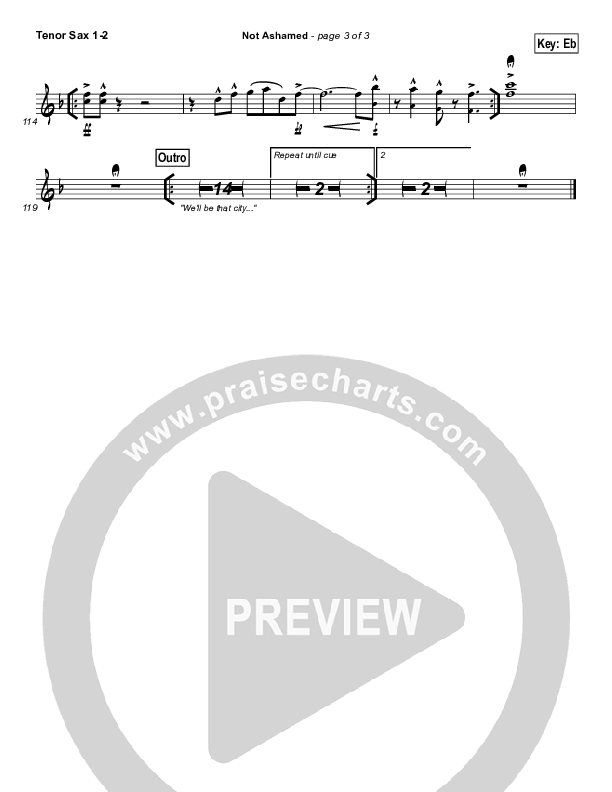 Not Ashamed Tenor Sax 1/2 (Passion / Kristian Stanfill)