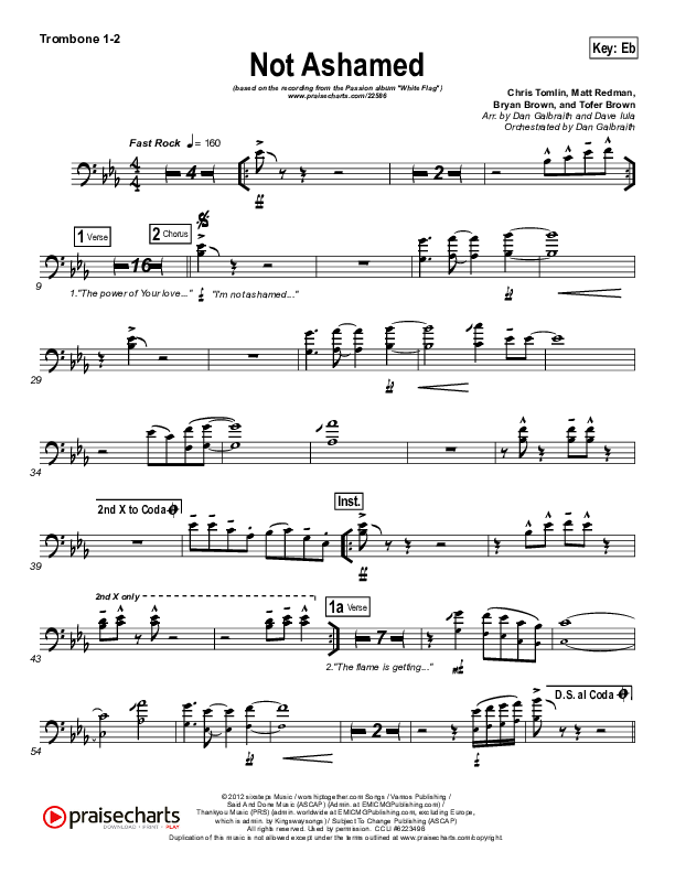 Not Ashamed Trombone 1/2 (Passion / Kristian Stanfill)