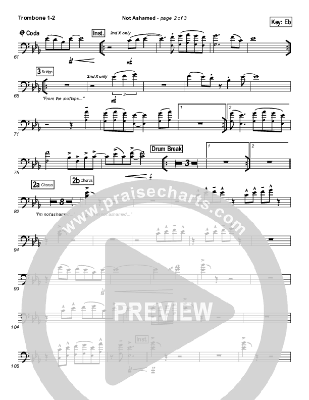 Not Ashamed Trombone 1/2 (Passion / Kristian Stanfill)