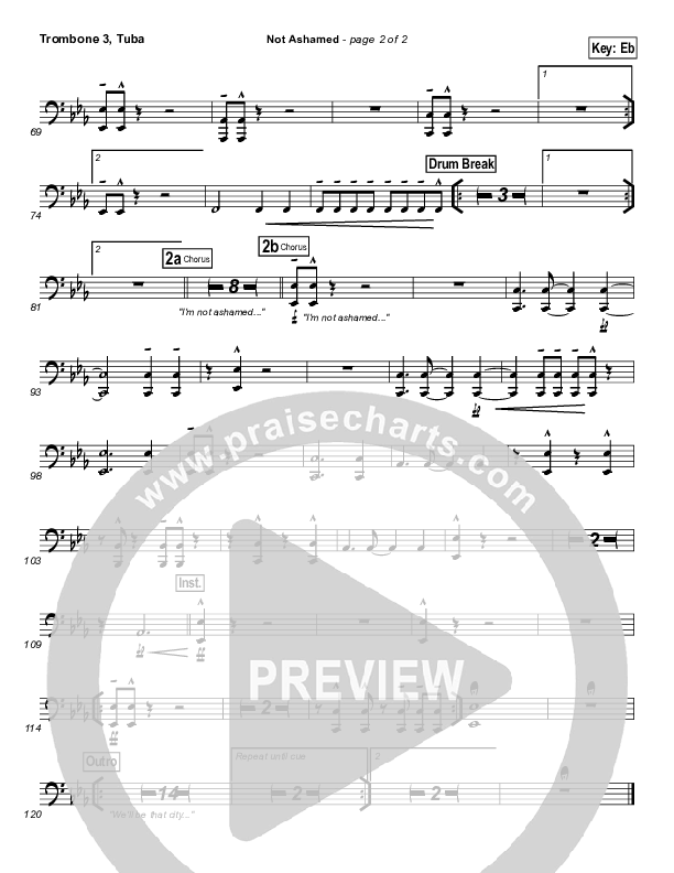 Not Ashamed Trombone 3/Tuba (Passion / Kristian Stanfill)