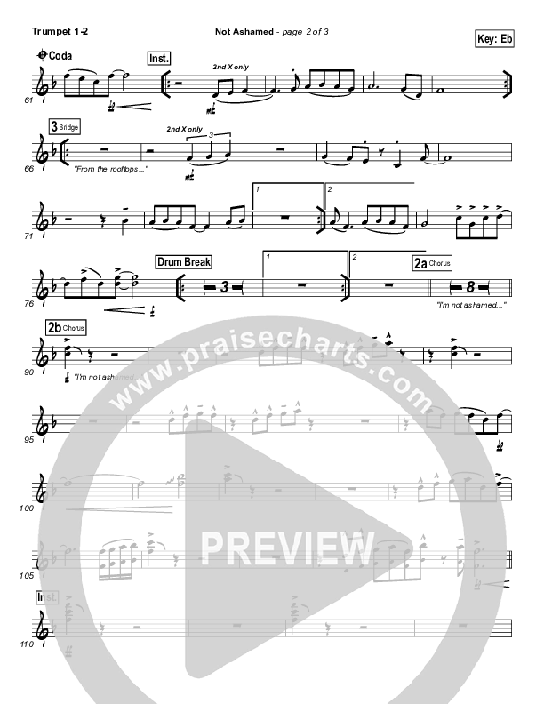 Not Ashamed Trumpet 1,2 (Passion / Kristian Stanfill)