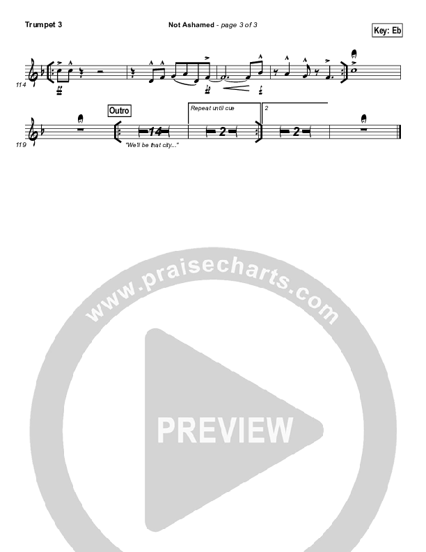 Not Ashamed Trumpet 3 (Passion / Kristian Stanfill)